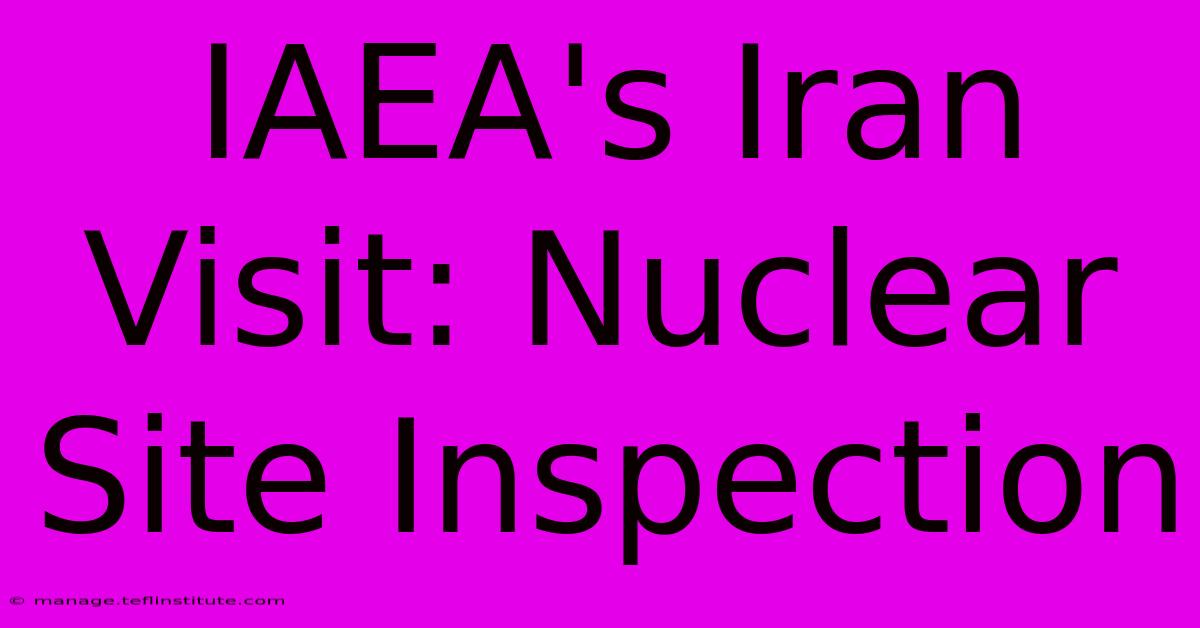 IAEA's Iran Visit: Nuclear Site Inspection