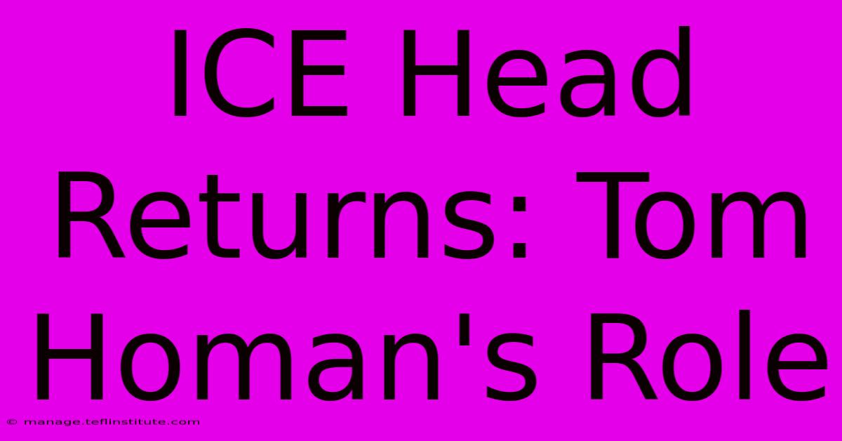 ICE Head Returns: Tom Homan's Role 