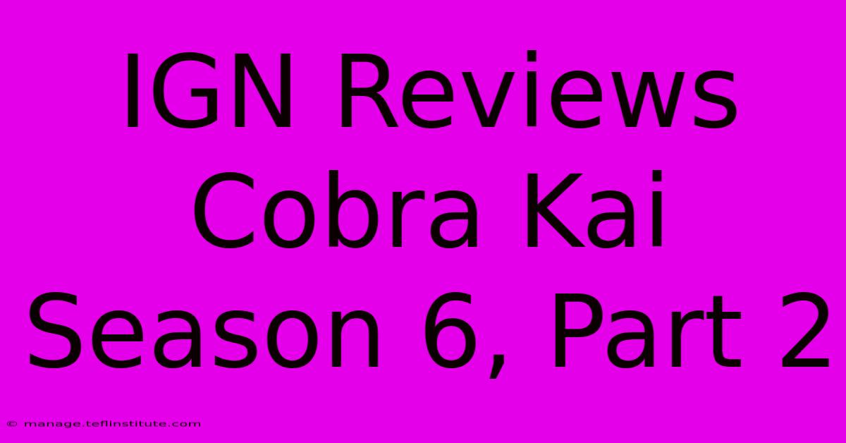 IGN Reviews Cobra Kai Season 6, Part 2