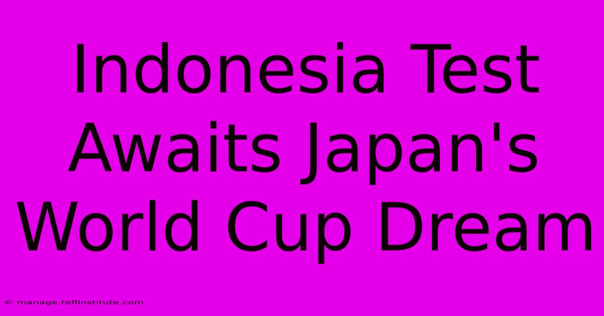 Indonesia Test Awaits Japan's World Cup Dream