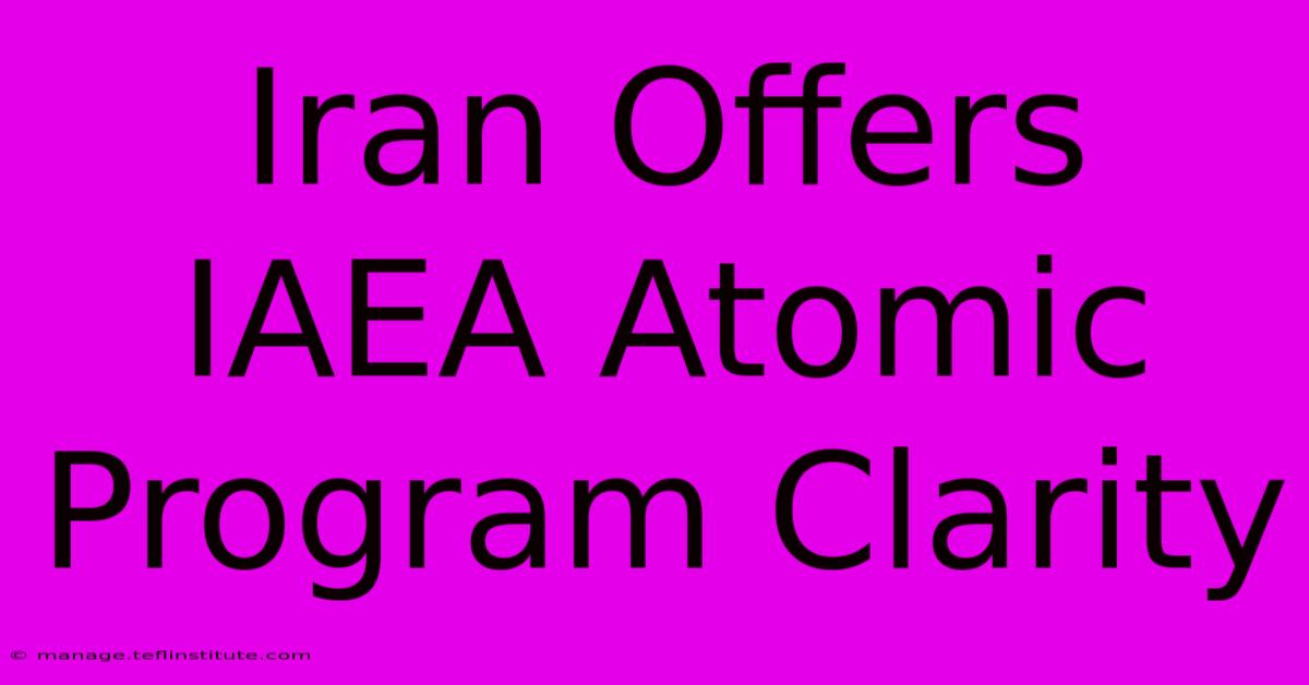 Iran Offers IAEA Atomic Program Clarity