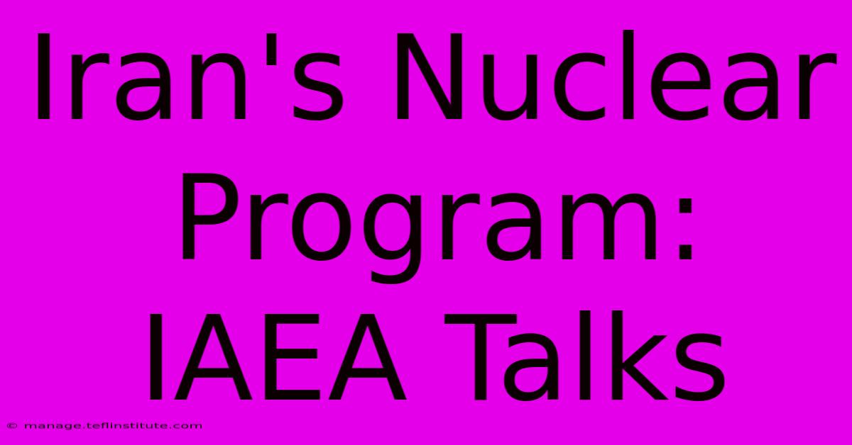 Iran's Nuclear Program: IAEA Talks