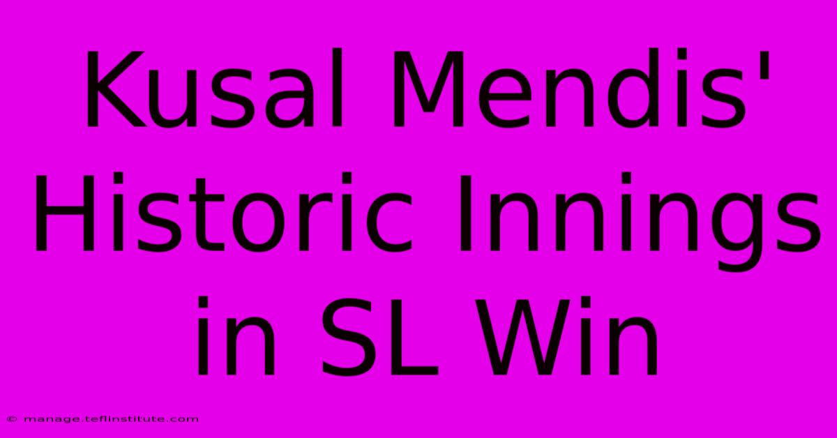 Kusal Mendis' Historic Innings In SL Win