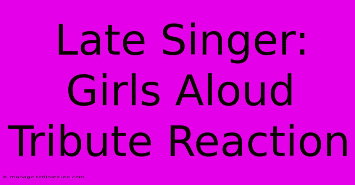 Late Singer: Girls Aloud Tribute Reaction