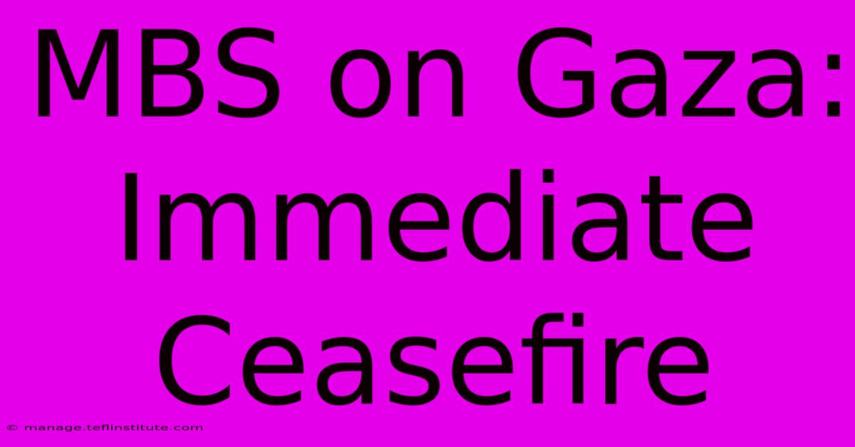 MBS On Gaza: Immediate Ceasefire