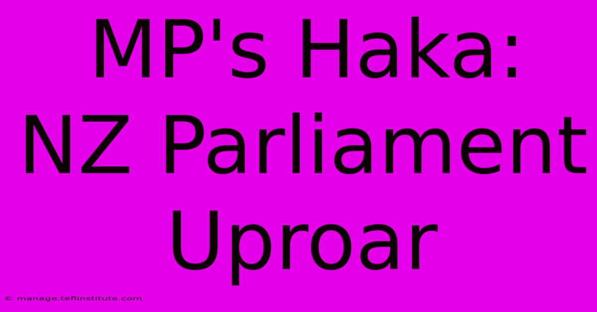 MP's Haka: NZ Parliament Uproar