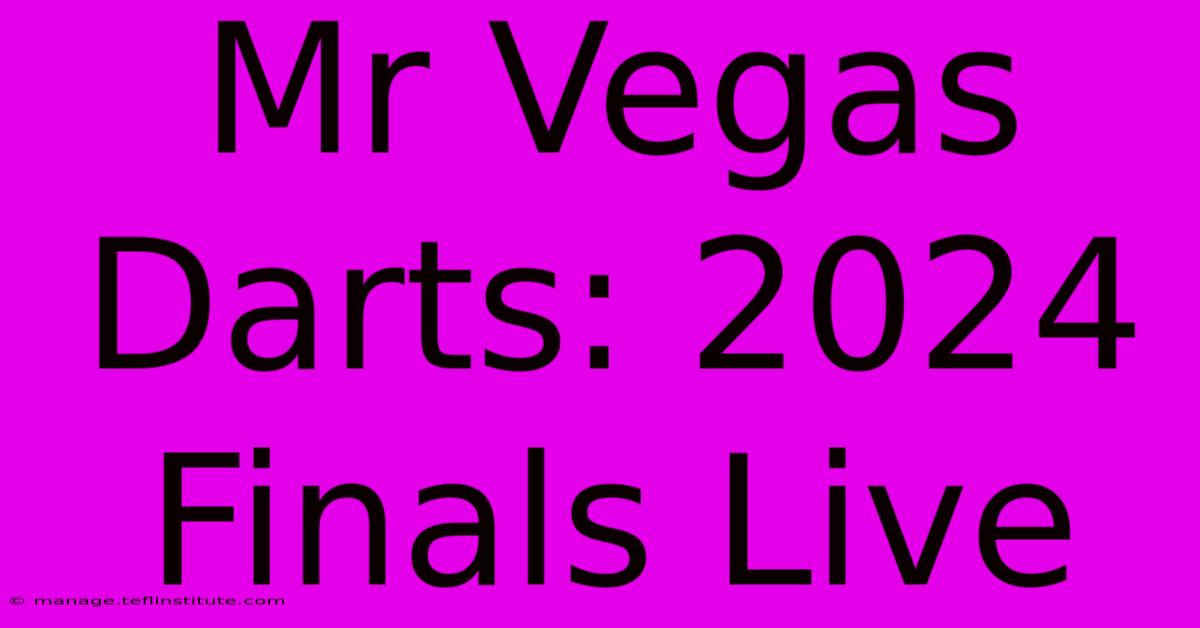 Mr Vegas Darts: 2024 Finals Live