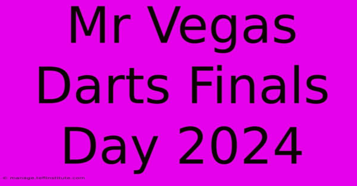 Mr Vegas Darts Finals Day 2024