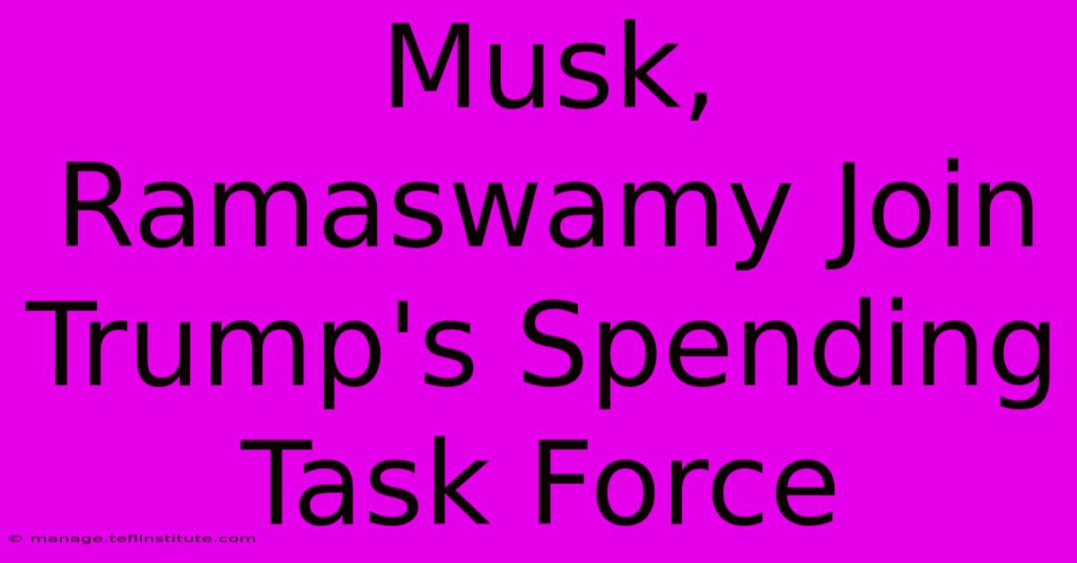 Musk, Ramaswamy Join Trump's Spending Task Force