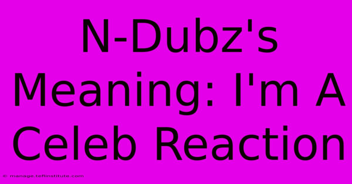 N-Dubz's Meaning: I'm A Celeb Reaction