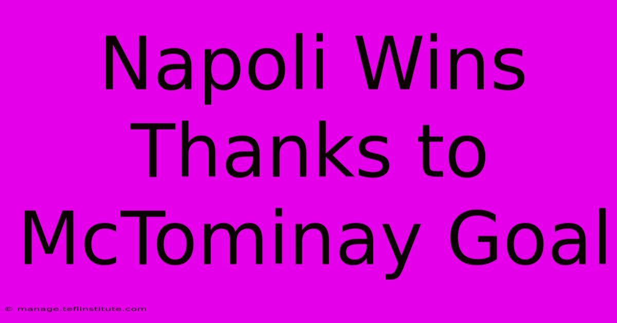 Napoli Wins Thanks To McTominay Goal