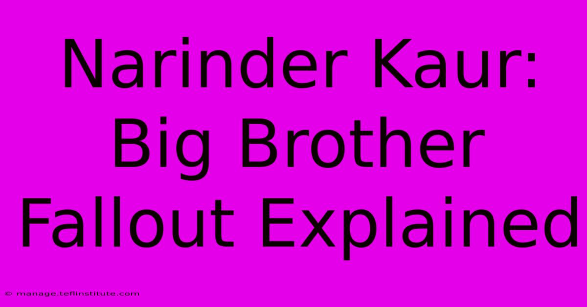 Narinder Kaur: Big Brother Fallout Explained