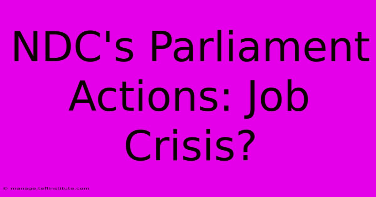 NDC's Parliament Actions: Job Crisis?