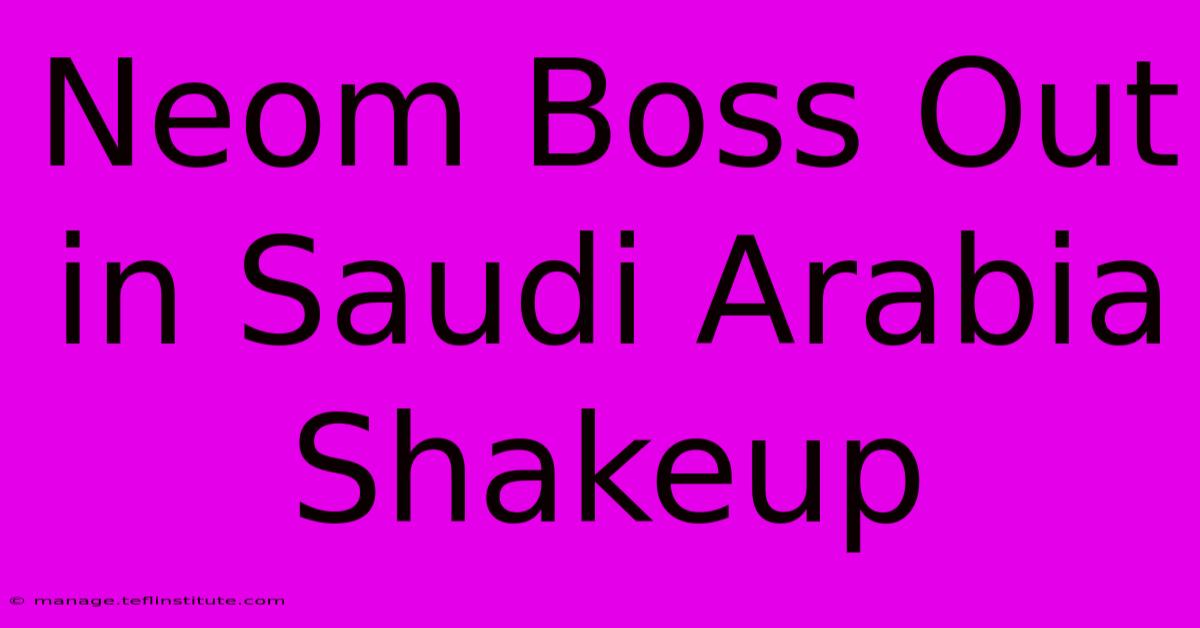 Neom Boss Out In Saudi Arabia Shakeup