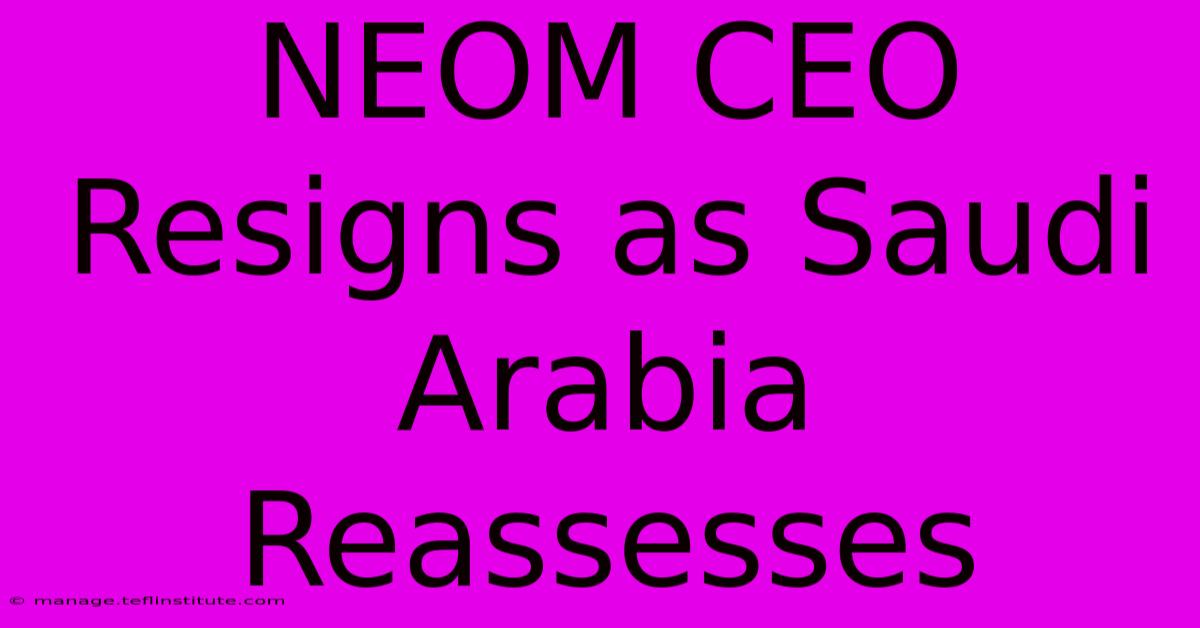 NEOM CEO Resigns As Saudi Arabia Reassesses