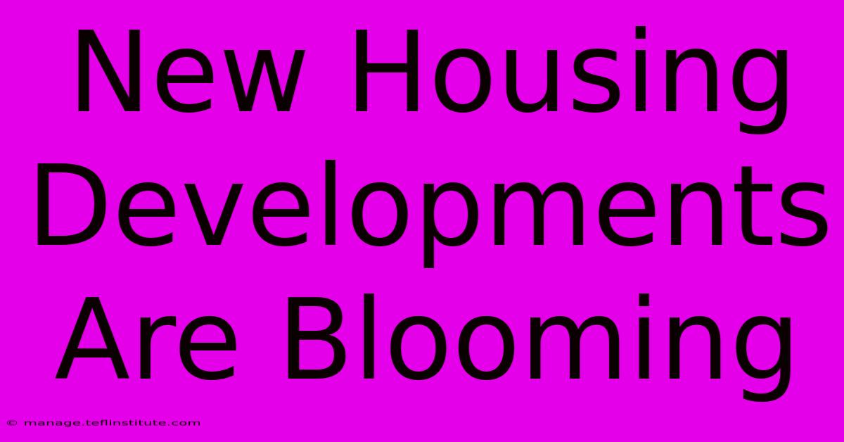 New Housing Developments Are Blooming