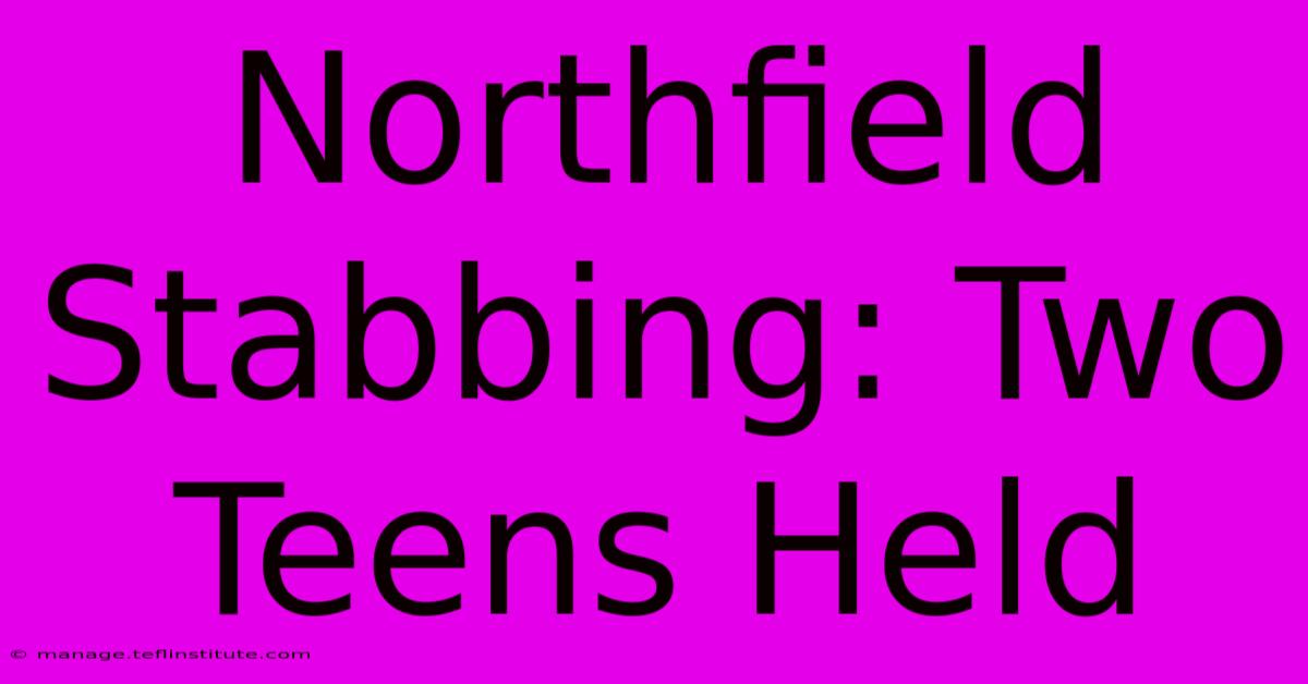 Northfield Stabbing: Two Teens Held