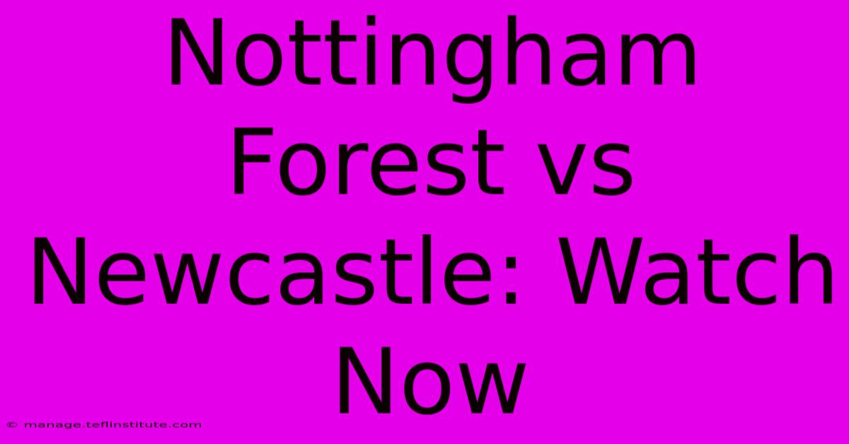 Nottingham Forest Vs Newcastle: Watch Now