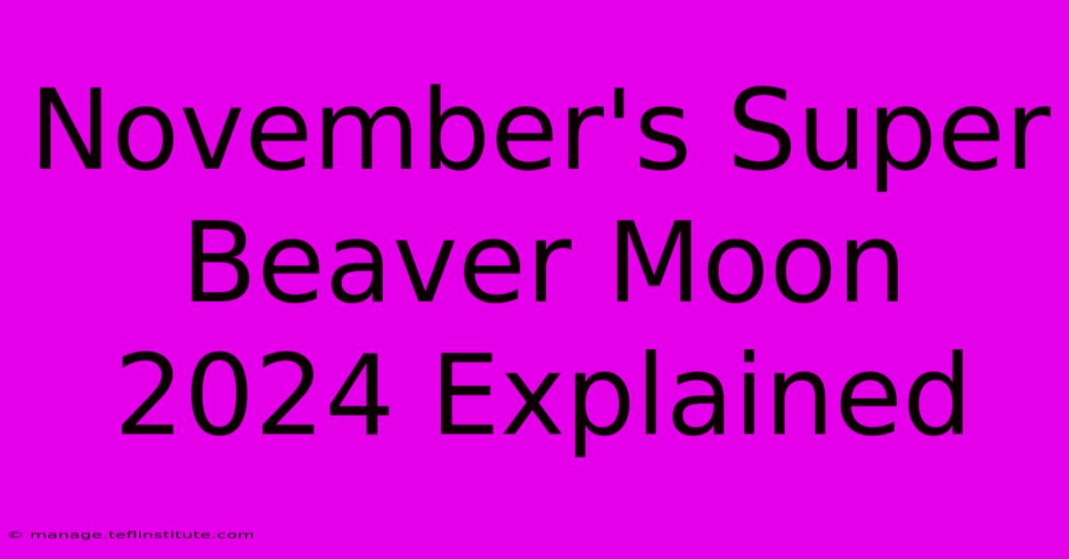 November's Super Beaver Moon 2024 Explained