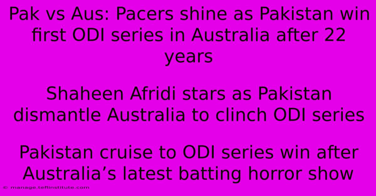 Pak Vs Aus: Pacers Shine As Pakistan Win First ODI Series In Australia After 22 Years
Shaheen Afridi Stars As Pakistan Dismantle Australia To Clinch ODI Series
Pakistan Cruise To ODI Series Win After Australia’s Latest Batting Horror Show