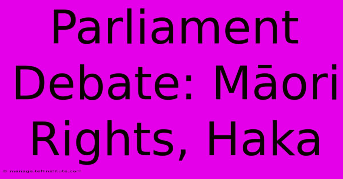 Parliament Debate: Māori Rights, Haka 