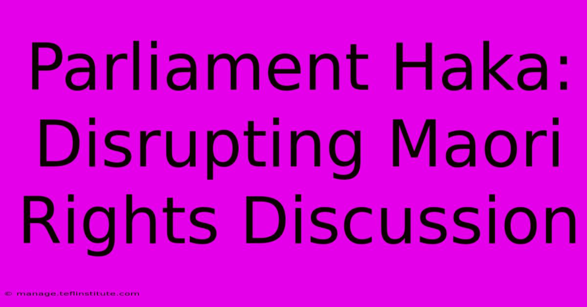 Parliament Haka: Disrupting Maori Rights Discussion