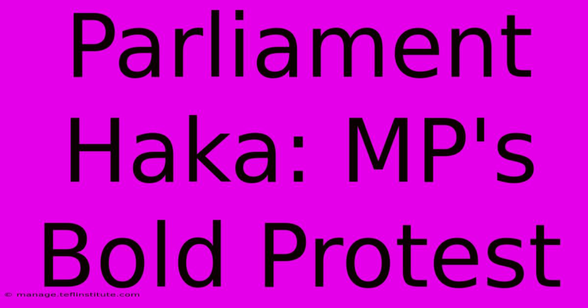 Parliament Haka: MP's Bold Protest