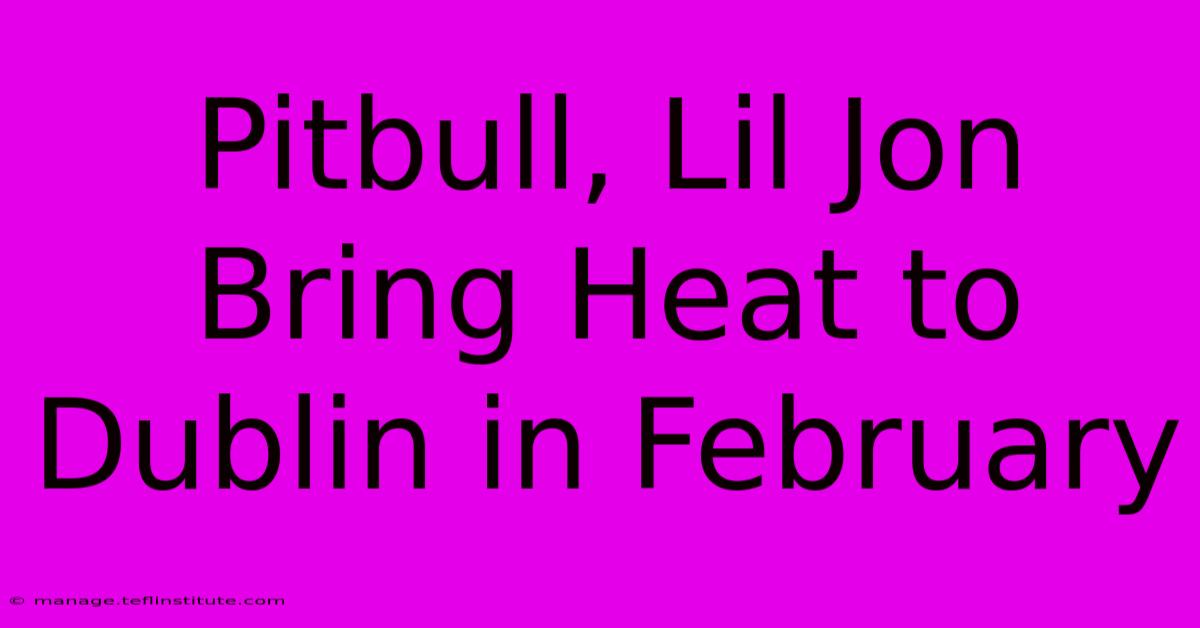 Pitbull, Lil Jon Bring Heat To Dublin In February