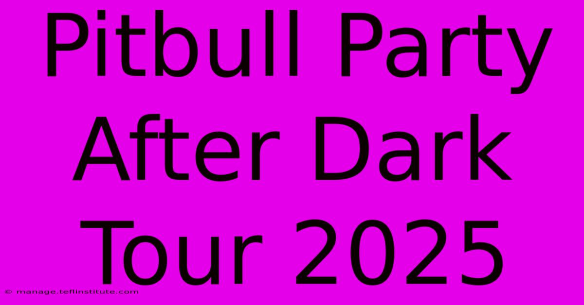 Pitbull Party After Dark Tour 2025