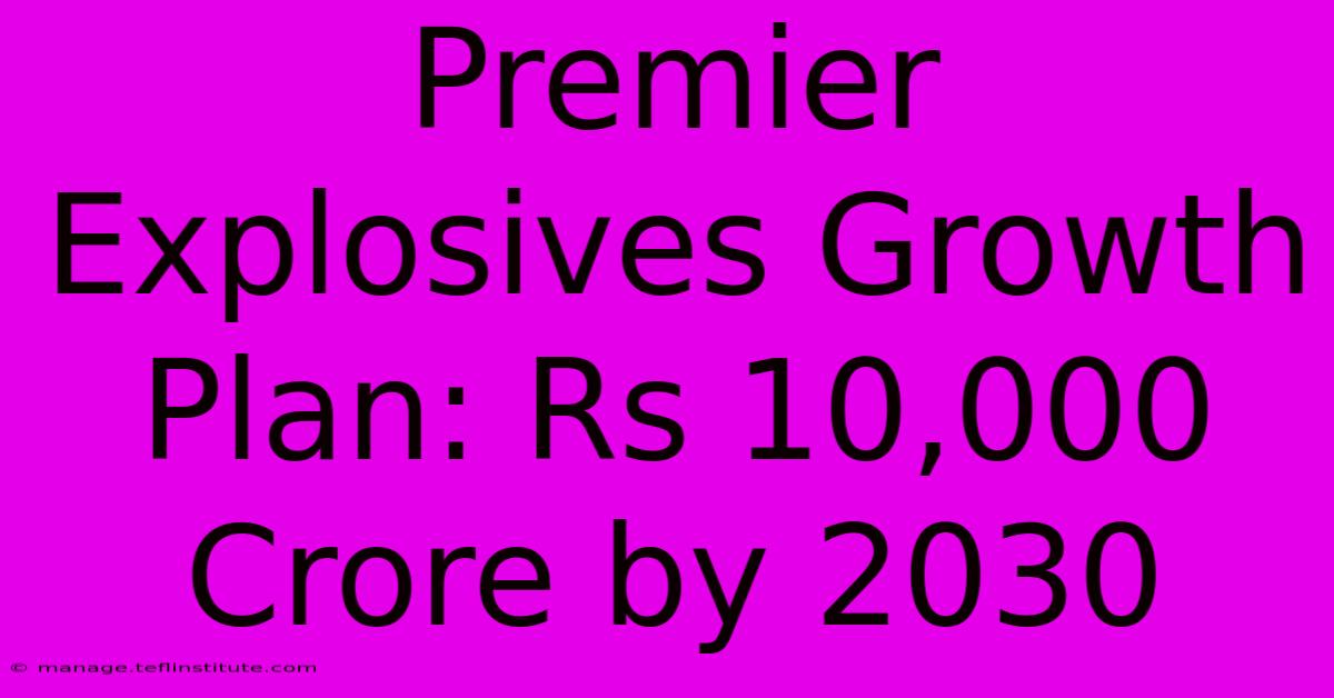 Premier Explosives Growth Plan: Rs 10,000 Crore By 2030