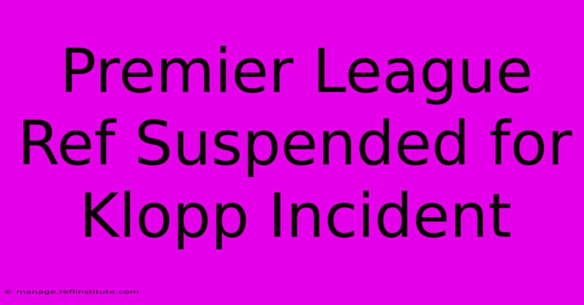 Premier League Ref Suspended For Klopp Incident