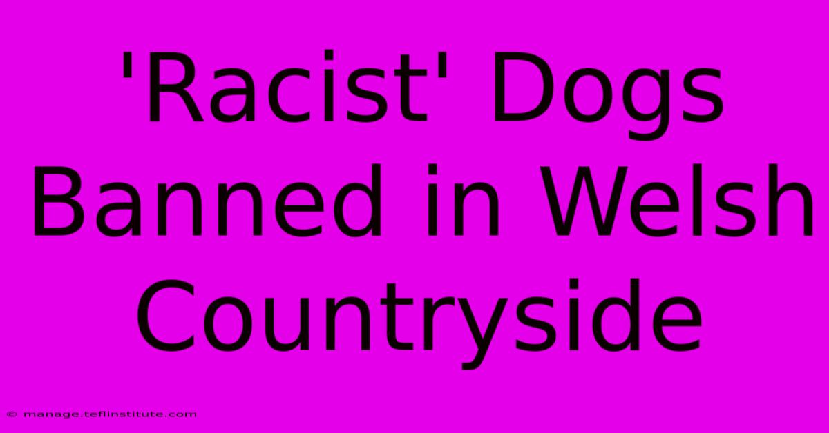 'Racist' Dogs Banned In Welsh Countryside