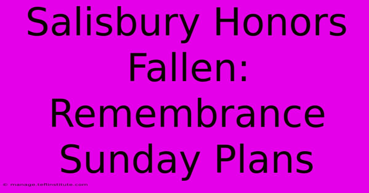 Salisbury Honors Fallen: Remembrance Sunday Plans