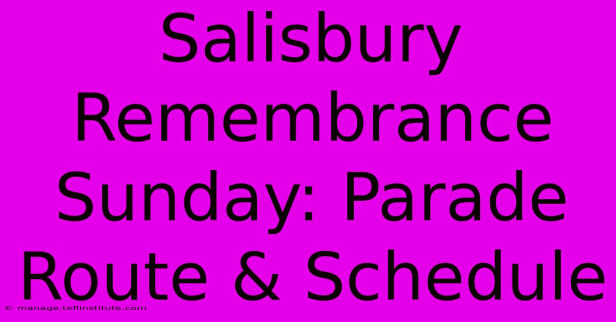 Salisbury Remembrance Sunday: Parade Route & Schedule