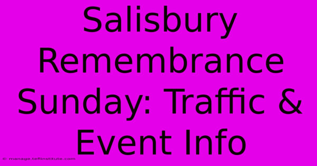 Salisbury Remembrance Sunday: Traffic & Event Info