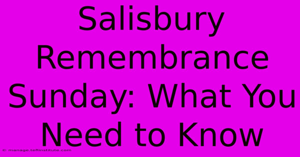 Salisbury Remembrance Sunday: What You Need To Know 