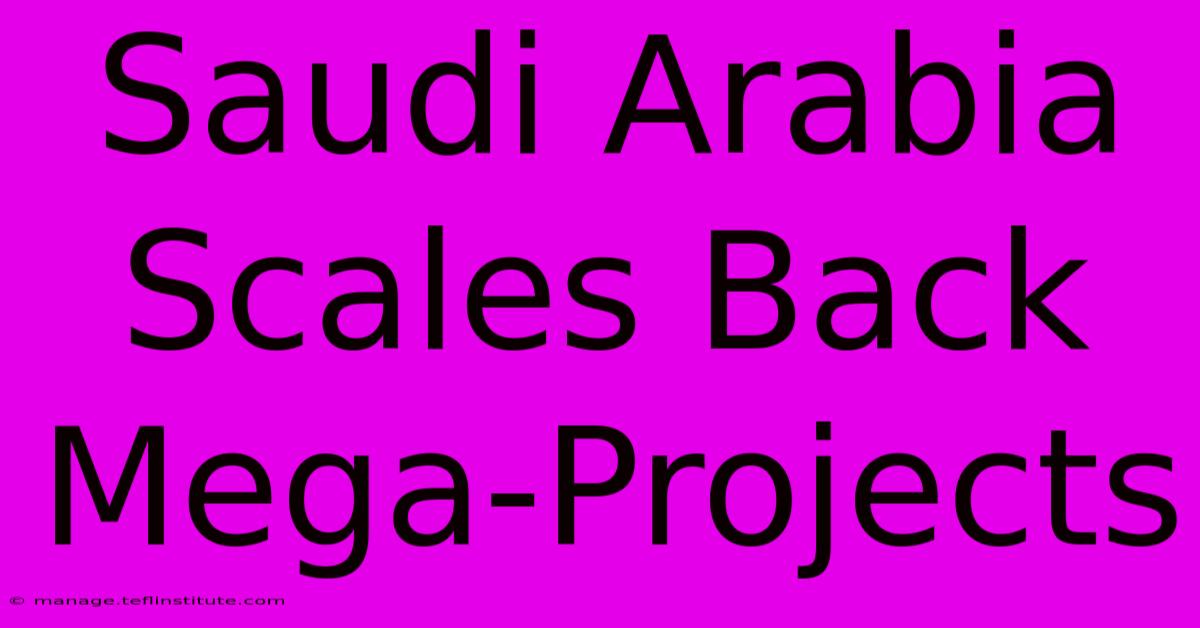 Saudi Arabia Scales Back Mega-Projects