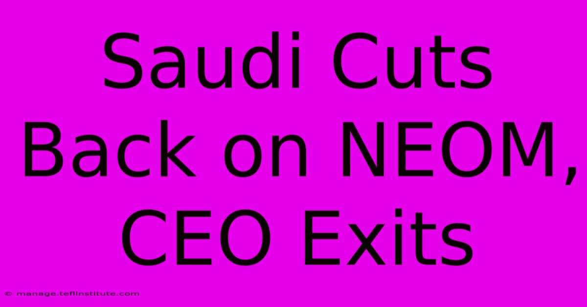 Saudi Cuts Back On NEOM, CEO Exits