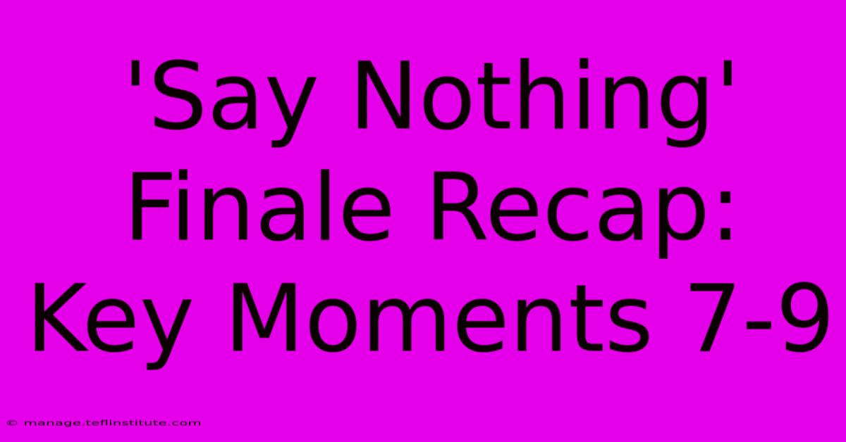 'Say Nothing' Finale Recap: Key Moments 7-9