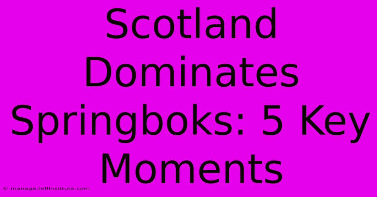 Scotland Dominates Springboks: 5 Key Moments