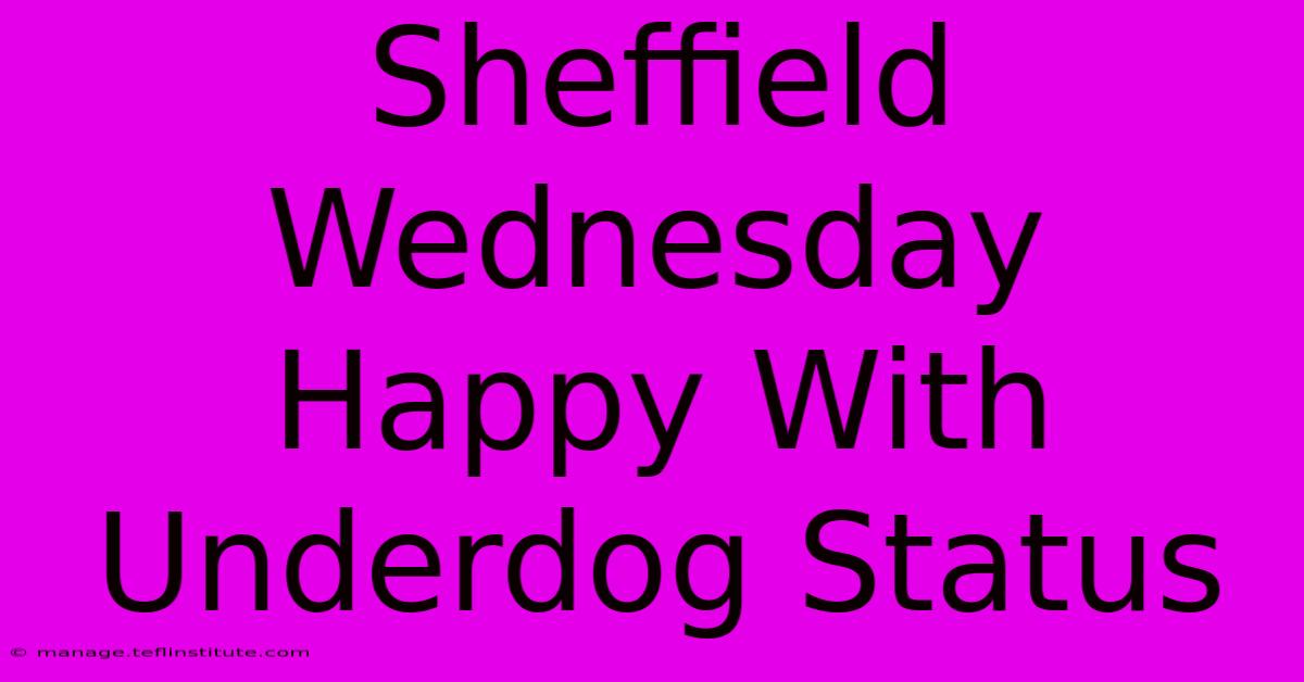 Sheffield Wednesday Happy With Underdog Status