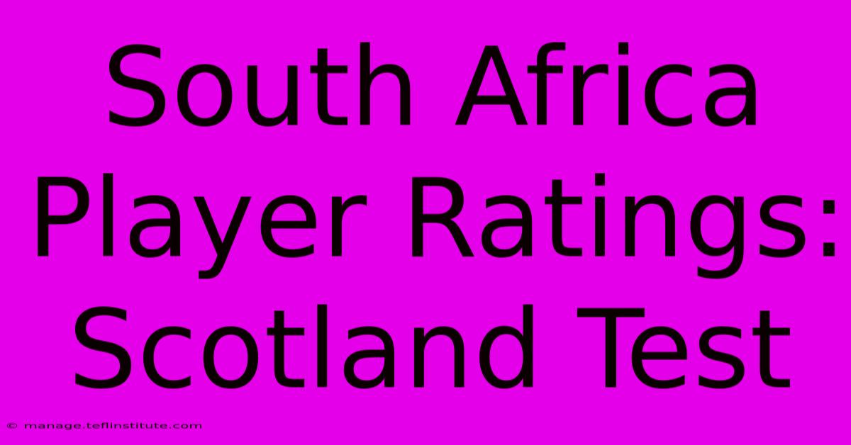 South Africa Player Ratings: Scotland Test