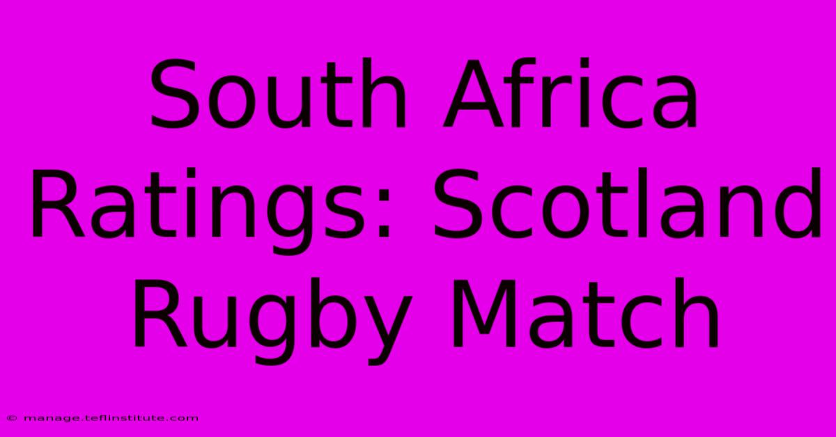 South Africa Ratings: Scotland Rugby Match