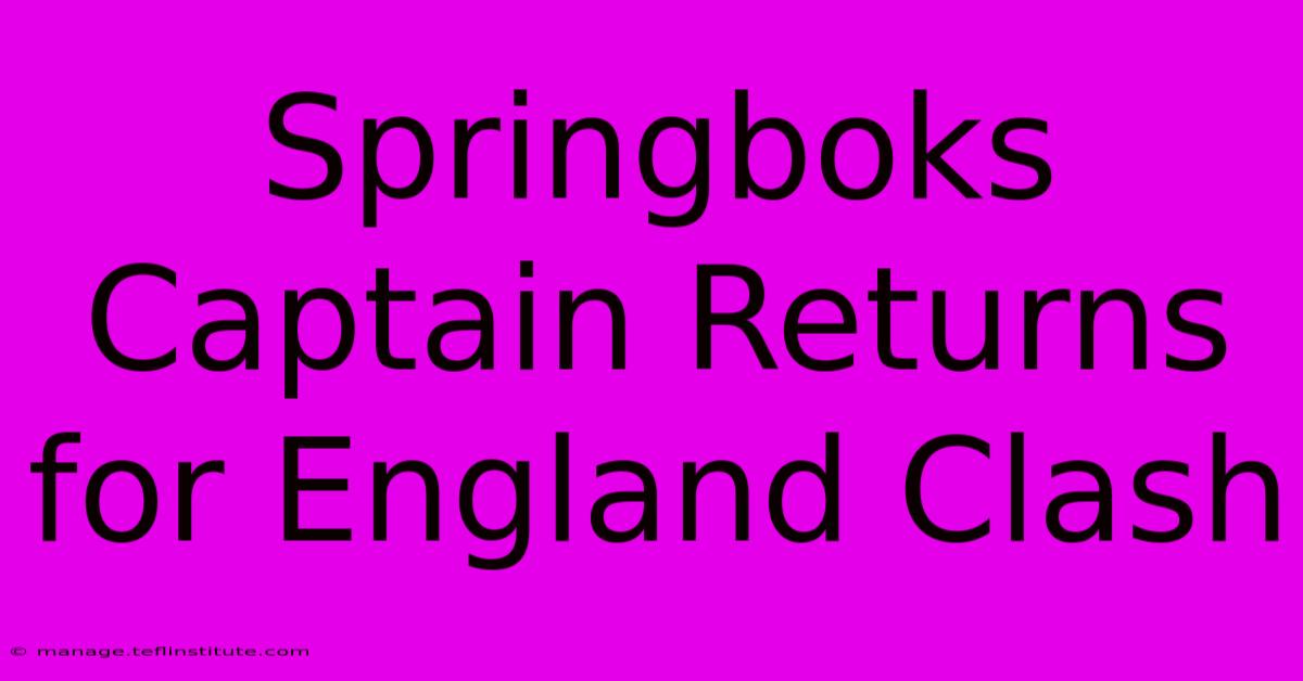 Springboks Captain Returns For England Clash