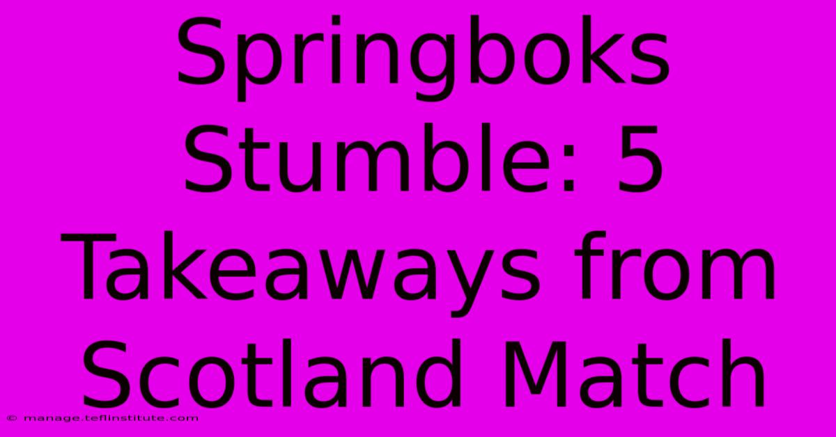 Springboks Stumble: 5 Takeaways From Scotland Match