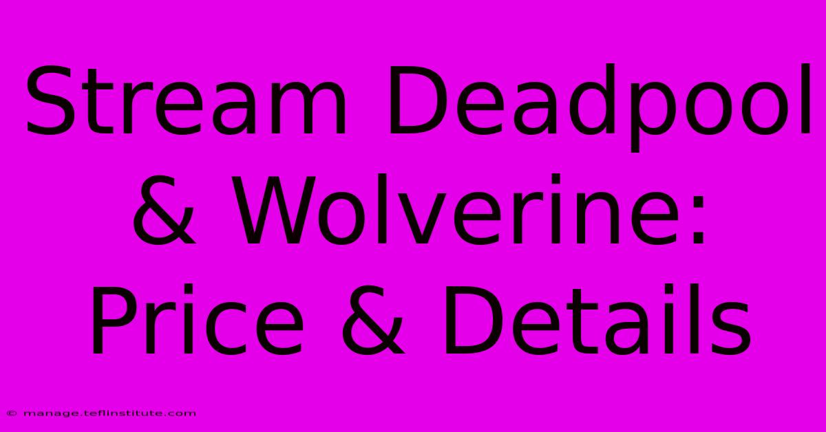 Stream Deadpool & Wolverine: Price & Details 