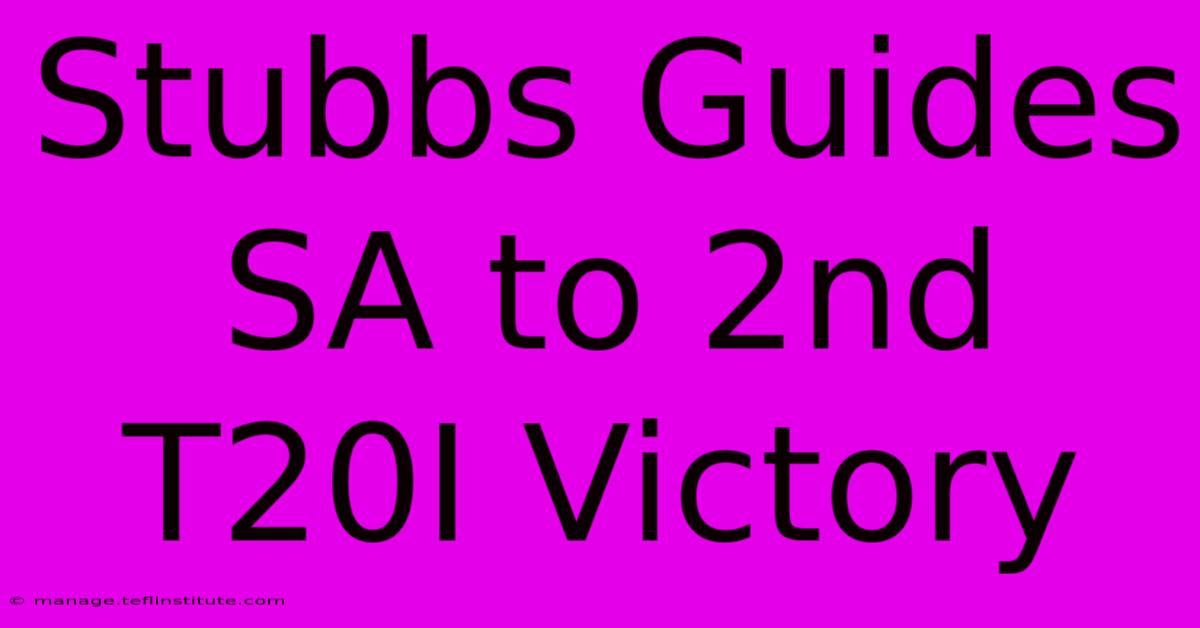 Stubbs Guides SA To 2nd T20I Victory