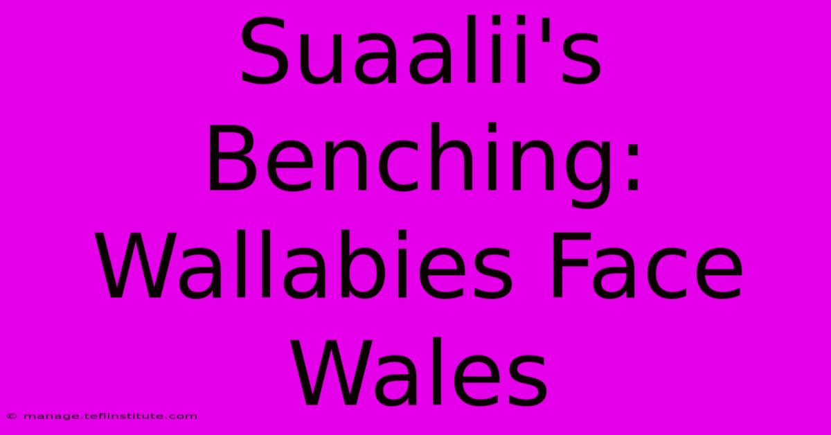 Suaalii's Benching: Wallabies Face Wales