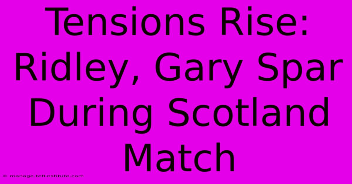 Tensions Rise: Ridley, Gary Spar During Scotland Match