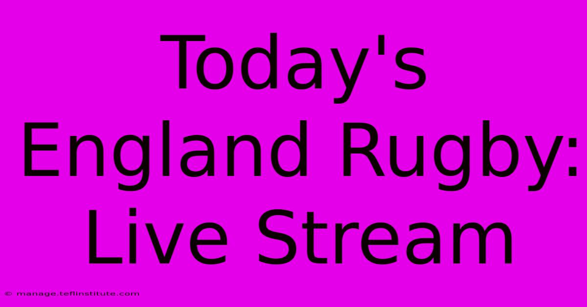 Today's England Rugby: Live Stream